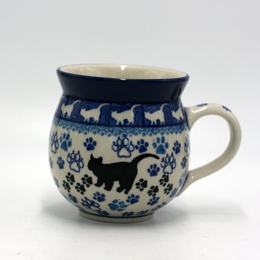 vintage Polish Pottery Cat Mug Boleslawiek 