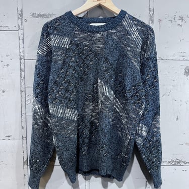 Vintage 90s  Michael Gerald Abstract Pattern Grandpa Fashion Made in USA 1990s Fashion Basic Essential Knit Sweater Medium unisex 