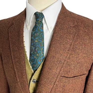 Vintage 1960s HERRINGBONE TWEED Sack Sport Coat ~ size 40 R ~ 3 Roll 2 ~ jacket / blazer ~ Preppy / Ivy Style / Trad ~ 