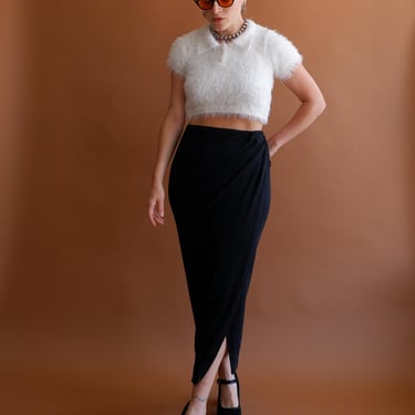 Vintage 90s Donna Karen Wrap Skirt/ 1990s Column Midi Skirt/ Size Small Medium 