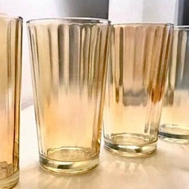 Vintage Jeanette Glass Marigold Tumblers 10oz | Selling Individually | Panel Optic MCM Glassware 