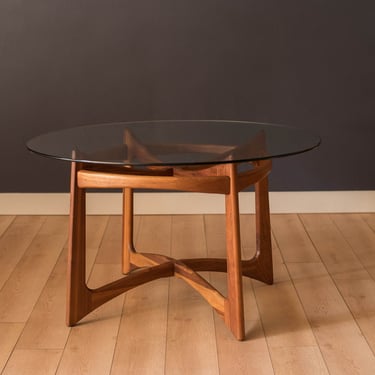 Mid Century Modern Walnut and Glass Compass Dining Table by Adrian Pearsall 