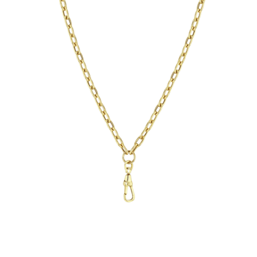 Medium Square Oval Chain Necklace With Fob Clasp Drop