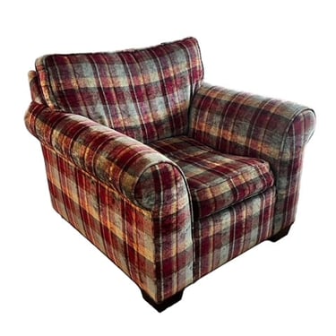 Plaid Brown/Sage/Burgundy Accent Rolled Arm Chair TR260-2