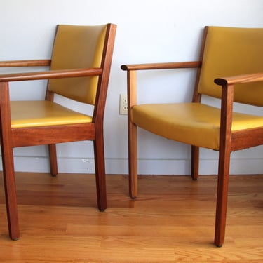 Mid Century Walnut Armchairs by Johnson Chair Company A Pair