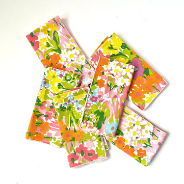 Vintage Multi-Colored Flower Napkins/Set of 6 