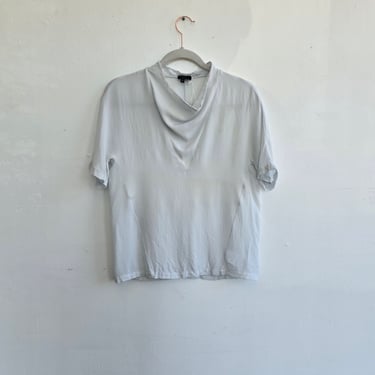 Ice Blue Silk Cowl Neck Blouse
