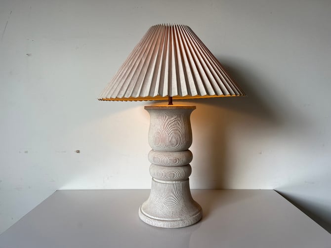 1980's Vintage Faux Bois Plaster Table Lamp 
