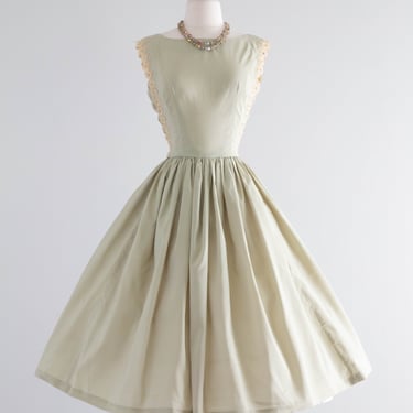 Darling 1950's Honeydew Party Dress By Minx Modes / Small