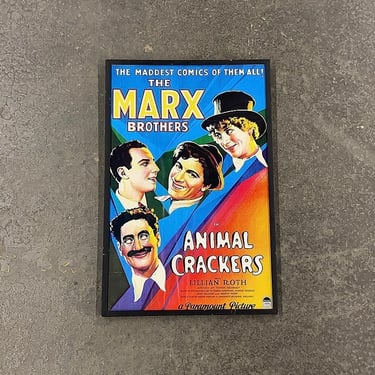 Vintage Marx Brothers Poster 1970s Retro Size 28x19 Movie Memorabilia + Animal Crackers + Reproduction Print + Paramount Pictures + Wall Art 