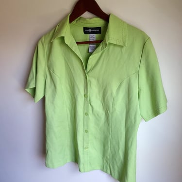 Vintage 1990's Y2K Sag Harbor Green Button Front Shirt / Soft / S to M 