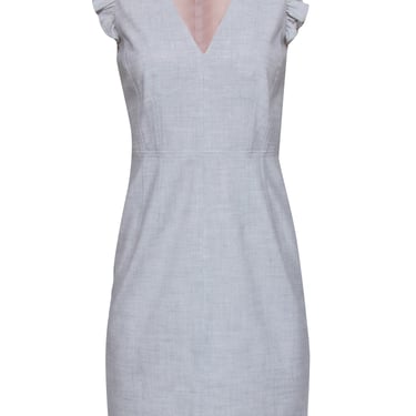 Rebecca Taylor - Grey Tailored Mid Length Dress w/ Ruffled Cap Sleeves Sz 2