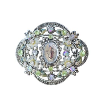 Vintage Rhinestone Filigree Pin 