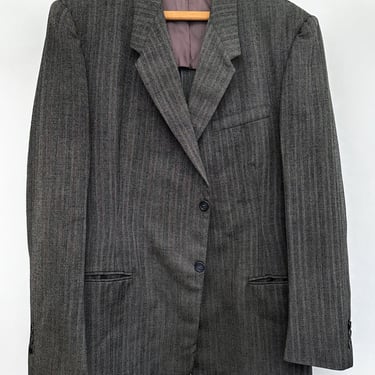 Vintage 1940's Mens Gray Black Suit Jacket Blazer Wool 1947 NEAR MINT Sport Coat Herringbone 