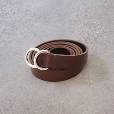 Yoko Sakamoto Slim Ring Belt, Brown/Silver