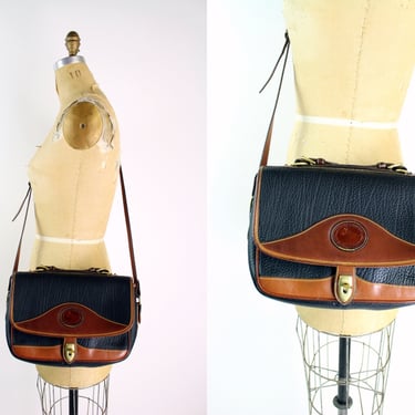 90s Dooney and Bourke Carrier Bag / Leather Crossbody Bag / Vintage D&B / Black and Brown Purse /Made in USA 