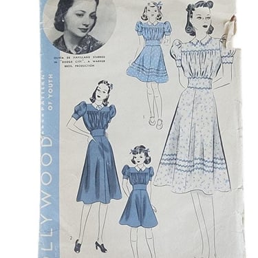 Vintage 40s Sewing Pattern: Dress Olivia de Havilland Hollywood Pattern 1759 