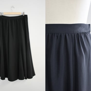 1980s Anne Klein Black Midi Skirt 