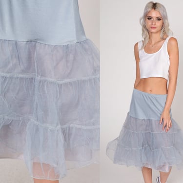 Vintage Crinoline Skirt 80s Pettitcoat Blue Grey Tutu Skirt Tiered Tulle Tu Tu Ballet Underskirt Ballerina Boho 1980s Medium Large 