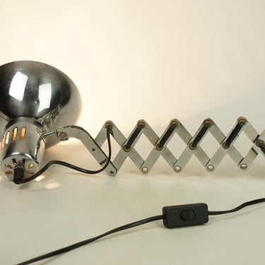 Original Vintage silver Scissor Lamp, Retro Mid Century Modern Accordion Lamp, Wall harmonica lamp, solid industrial lamp, 