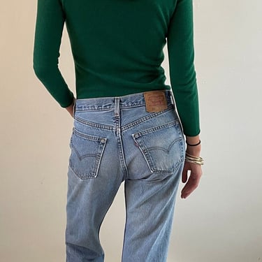 30 Levis 501 vintage faded jeans / vintage light soft wash faded frayed high waisted button fly boyfriend tall Levis 501 jeans USA | 30 