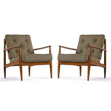 Pair Mid-Century Modern Grete Jalk France Daverkosen Danish Lounge Chairs 
