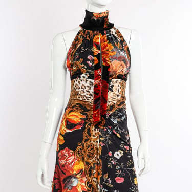 Floral Leopard Mock Neck Dress