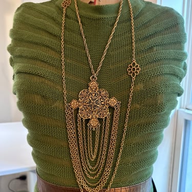 Reserved: Gold Filigree Runway Necklace Necklace