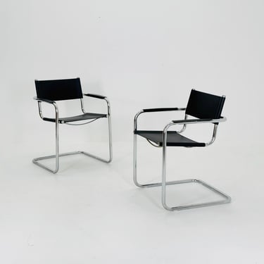 1 of 6 Mid Century iconic Mart Stam S34 armchair / Bauhaus chrome tube steel and leather / 80s vintage cantilever chair  s43 