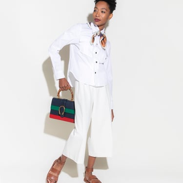 BOTTEGA VENETA White Snap Button Down Blouse (Sz. 40)
