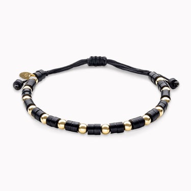 Onyx &amp; Gold Beaded Bracelet