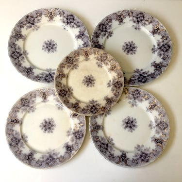 Wood and Son Keswick purple plate collection - 4 pieces - circa 1900s 