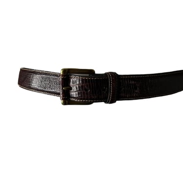 Vintage Trafalgar Brown Leather, Lizard Embossed Belt, 34 