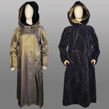 Velvet Opera Coat / Hooded Coat / Reversible Velvet Coat with Matching Purse / All Weather Coat / Packable Travel Coat /Size Large Size XL 