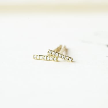 14k Diamond Bar Studs