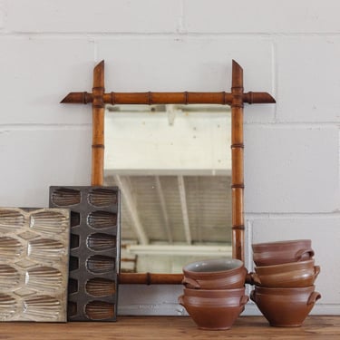 1940s french faux bamboo mirror