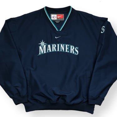 Vintage 90s Nike Team Seattle Mariners Baseball Center Swoosh Embroidered MLB Pullover Windbreaker Jacket Size Medium/Large 