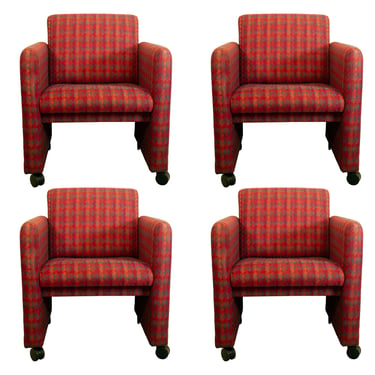 Contemporary Trimark Tulip Set of 4 Club Chairs on Casters 1980s 