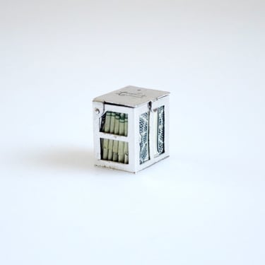 Compartment Box Charm, Vintage Silver Money Box Charm, Sterling Mad Money Pendant, Maid of Honor Gift 