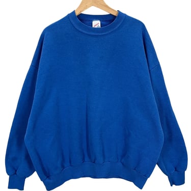 Vintage 90's Jerzees Blank Blue Crewneck Sweatshirt 3XL
