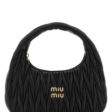 Miu Miu Woman Black Nappa Leather Miu Wander Handbag