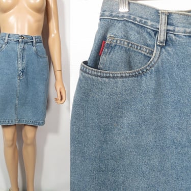 Vintage 90s Bugle Boy Denim Mini Skirt Size S 28 Waist 