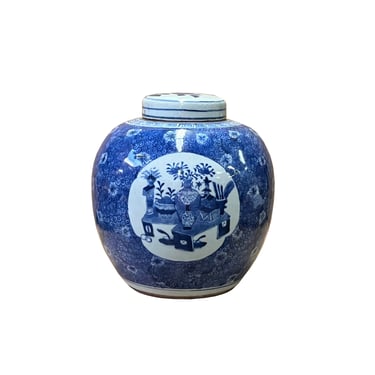 Oriental Hand-paint Flower Vases Blue White Porcelain Ginger Jar ws2543E 