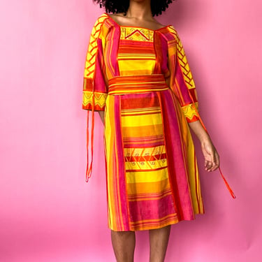 1970s Josefa Colorful Geometric Dress, sz. S