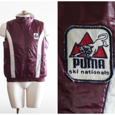 Burgundy Puma ski vest with patch 