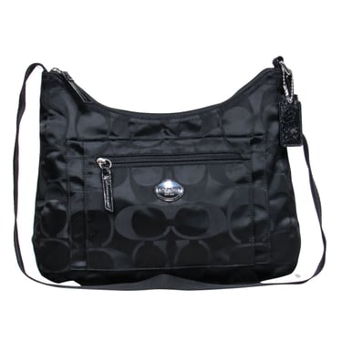 Coach - Black Nylon Monogram Print Shoulder Bag