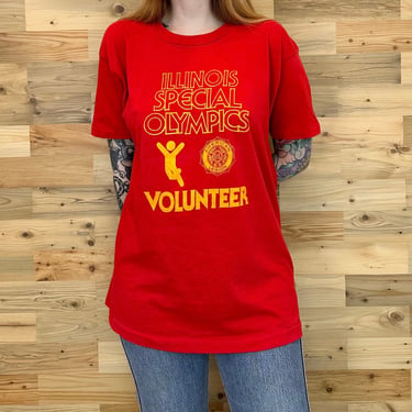 80's Vintage Illinois Special Olympics Soft Retro Tee Shirt T-Shirt 