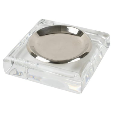 Mid-Century Willy Rizzo Style Lucite and Chrome Ashtray, Desk Tidy, Catchall