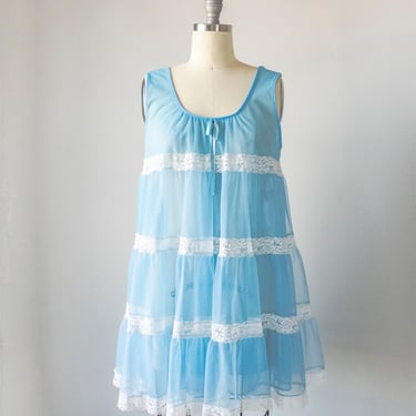 1960s Sheer Lingerie Slip Chiffon Nightgown  S 
