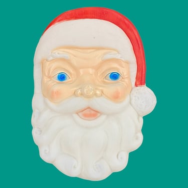 Vintage Santa Blow Mold Retro 1980s Santa Claus Head + Christmas + Large Size + 25 Inches + Plastic + Xmas + Holiday Yard and Lawn Decor 